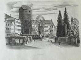 Arbon Schloss 1930: Original-Lithographie E. E. Schlatter  ❗