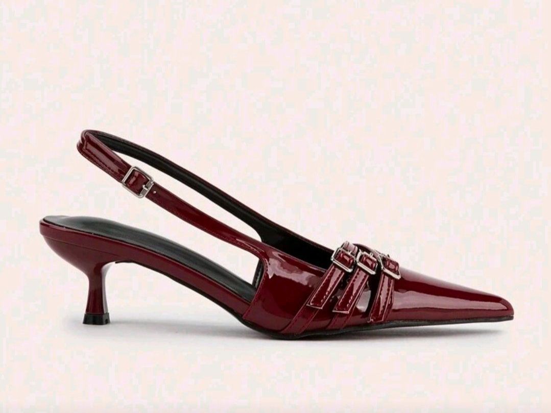 Scarpe da donna: Slingback Pumps - 39 - Dark Red Lack - Kitten Heel – Nuovo (secondo la descrizione) da Thalwil venduto da VitaMini