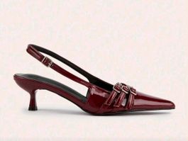 Slingback Pumps - 39 - Dark Red Lack - Kitten Heel