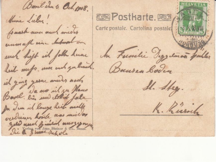 Cartoline postali: Basel Bundesbahnhof 1908 – Usato da Bürglen TG venduto da StampGraf 1