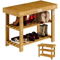 FSC Schuhbank 70x30x46cm Schuhregal mit Sitzbank 160Kg Last