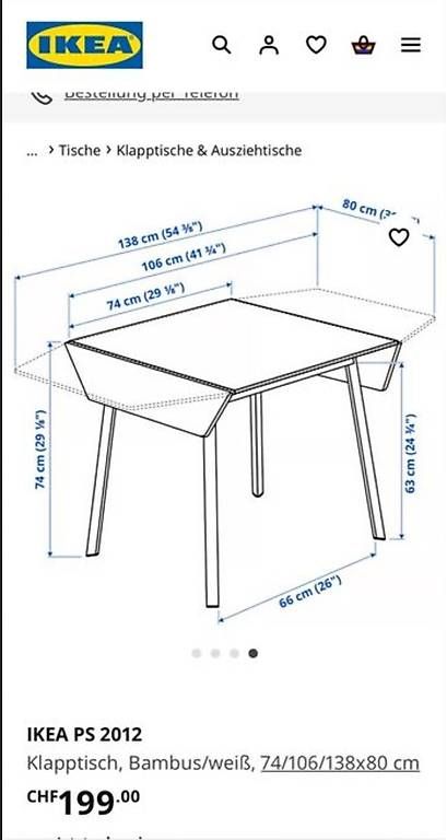 Tavoli: IKEA PS 2012 Klapptisch – Usato da Zürich venduto da gen_mw79 3