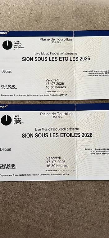 Tickets: 2 places Sion sous les étoiles – Gebraucht aus St-Barthélemy VD von steeveog