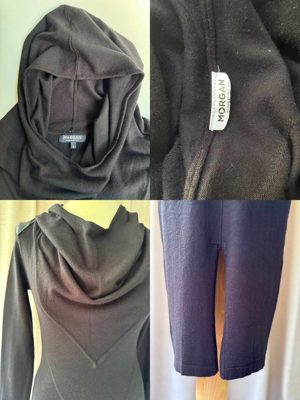 Morgan Vestiti: Taille S - Robe mi-mollet noir à capuche drapé fendue – Nuovo (secondo la descrizione) da Genève venduto da Reveur 4