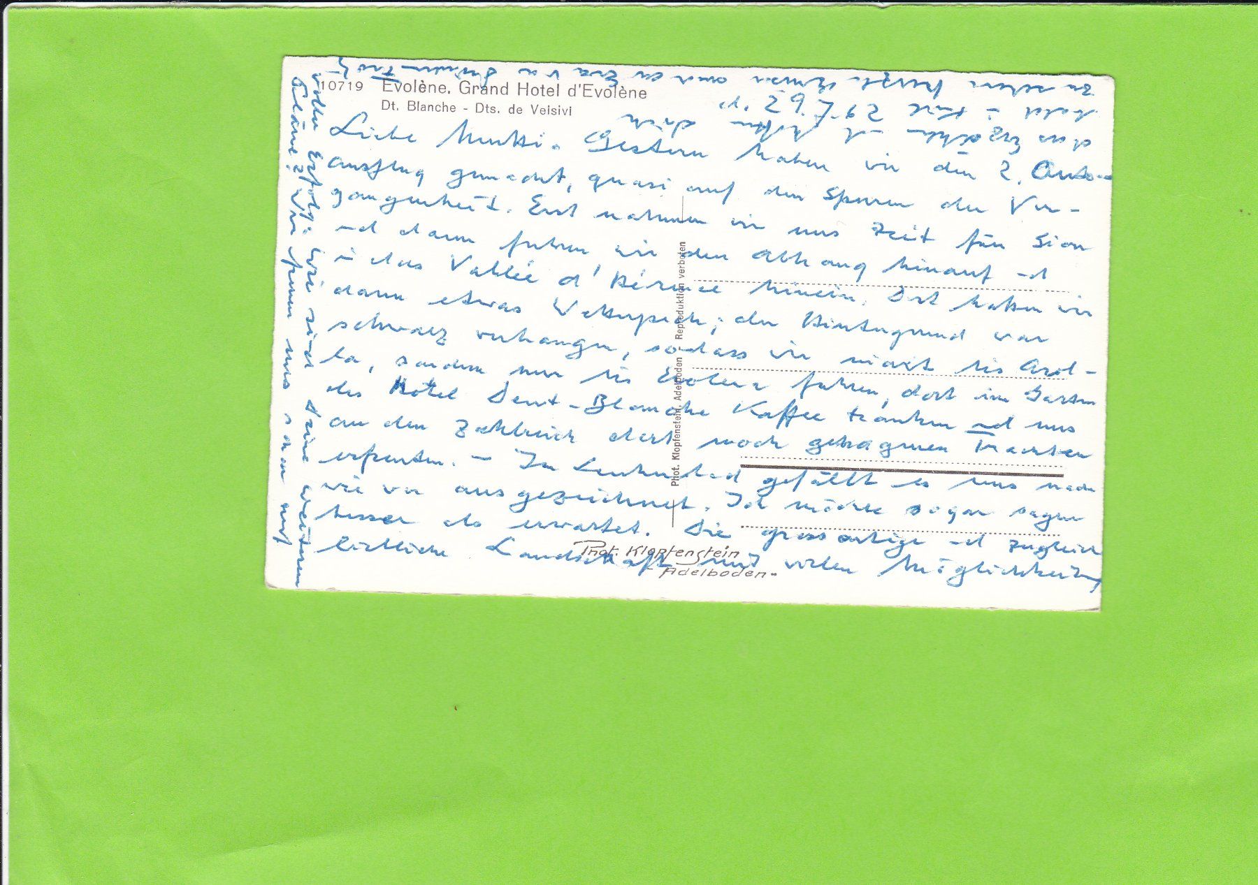 Cartes postales: Evolène. Grand Hôtel – D'occasion à St. Peterzell par neckertal 1