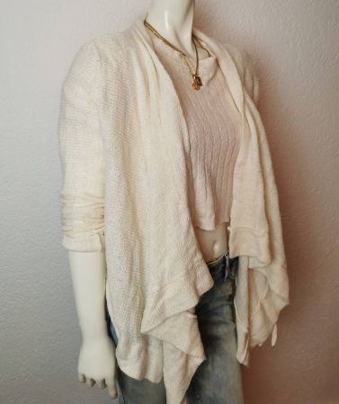 Strickjacke, Cardigan, Creme-weiss - S