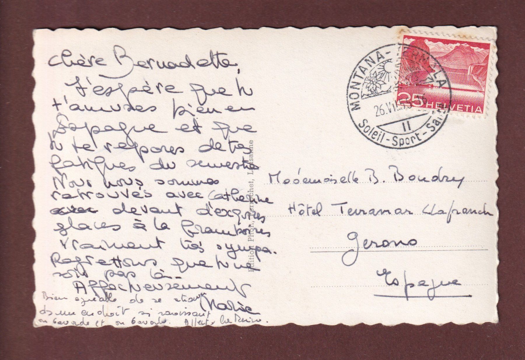 Ansichtskarten: CRANS sur Sierre - 1955 – Gebraucht aus Pully von nicecards-shop 1