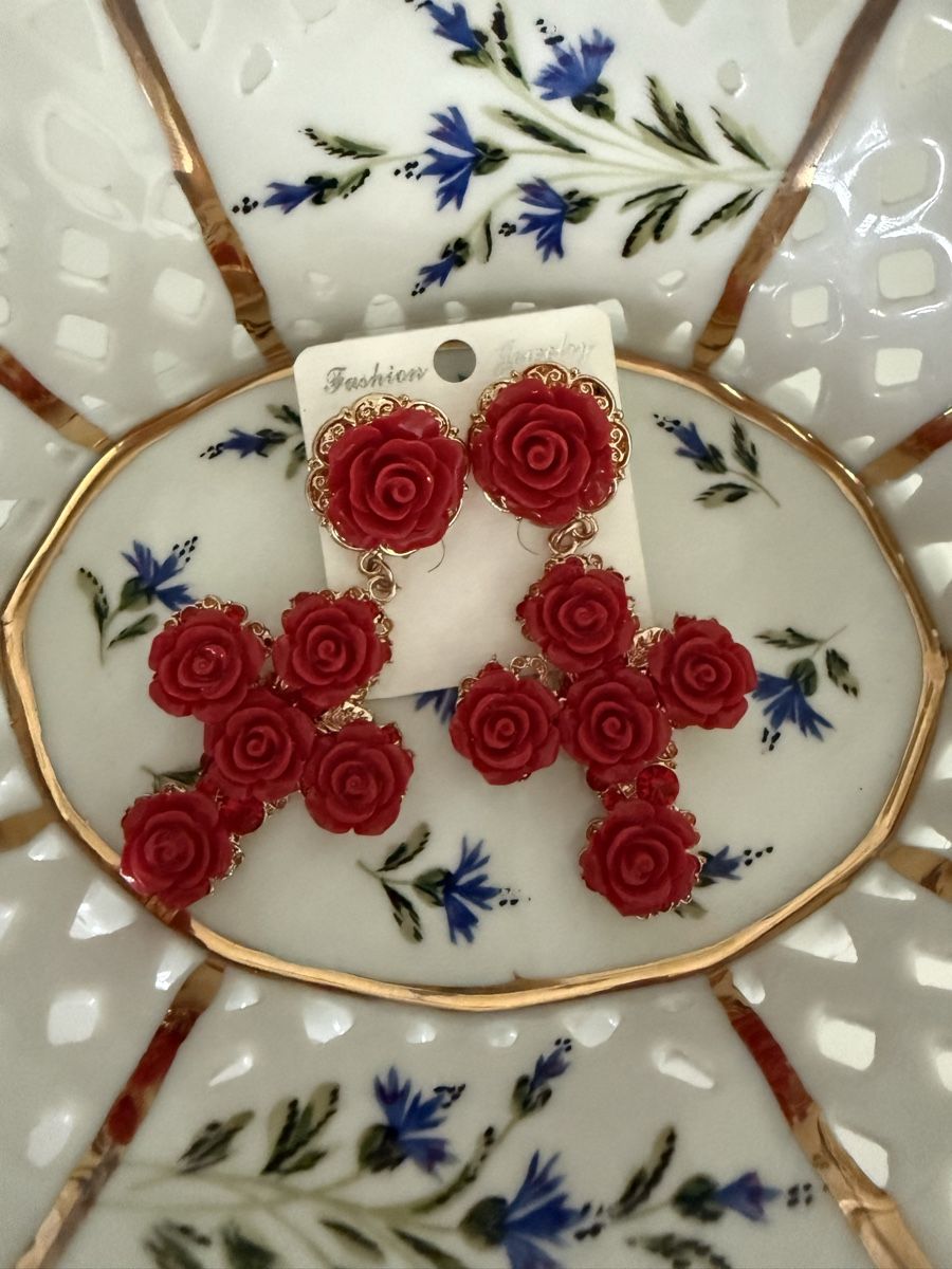 Orecchini pendenti & Orecchini a lobo: Grosse Ohrringe mit Rosen – Nuovo (secondo la descrizione) da Olten venduto da ale_nb2x 4