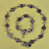 Halskette + Armband Vintage (Beadies Amsterdam) Silber/Bunt*