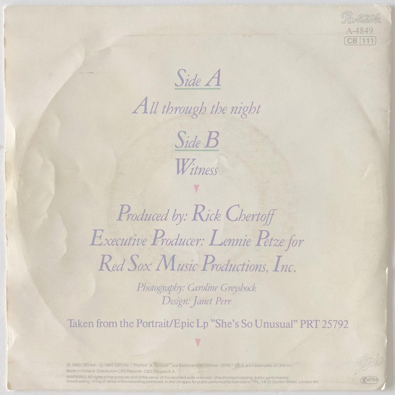 Dischi in vinile: CYNDI LAUPER - ALL THROUGH THE NIGHT – Usato da Bottens venduto da hotter-than-hell 1