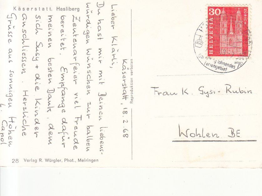Cartoline postali: Käserstatt 1968 – Usato da Bürglen TG venduto da StampGraf 1