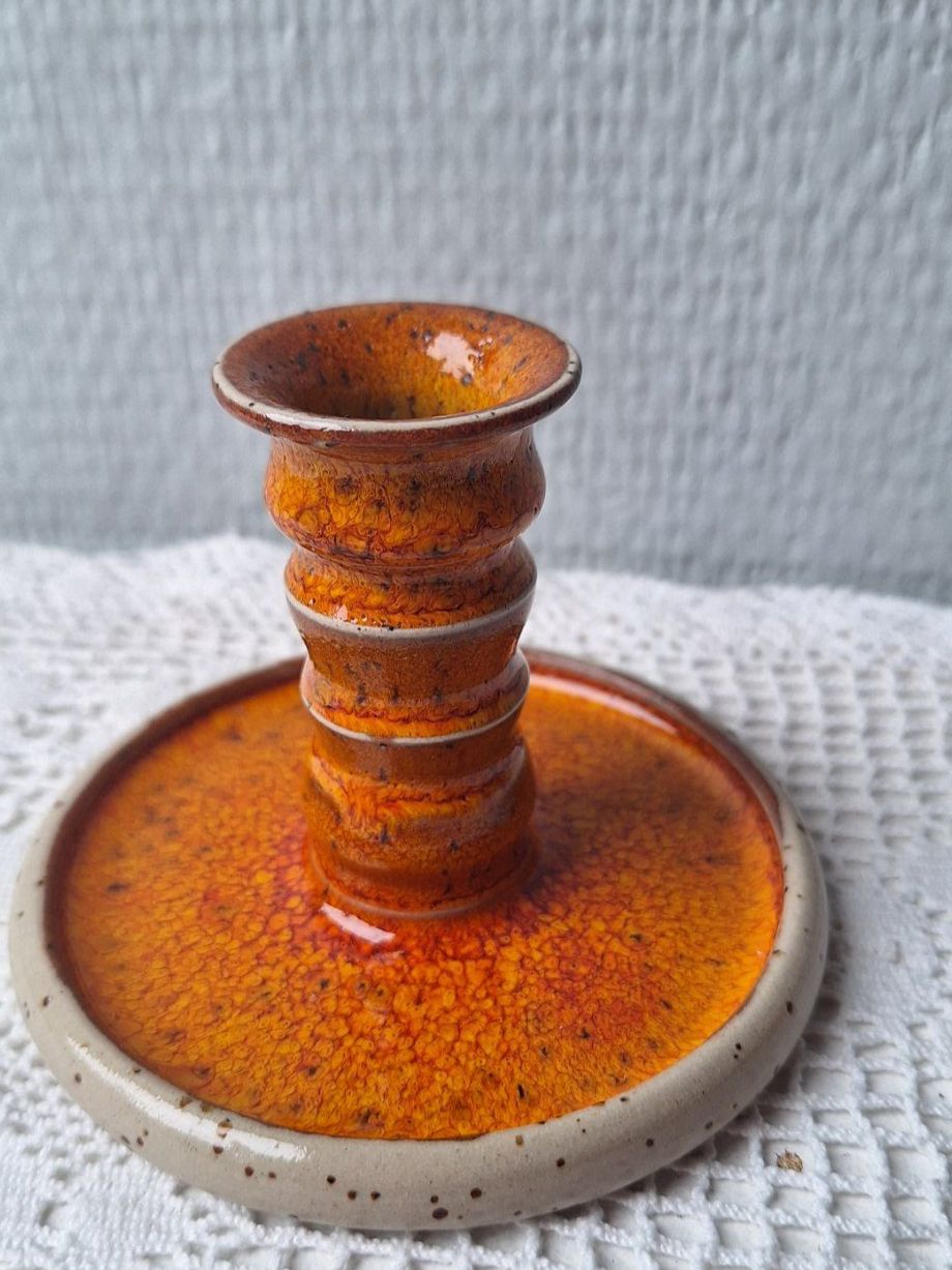 Bougeoirs: Keramik Kerzenständer  orange "Studio Pottery" – D'occasion à Dornach par majo8689