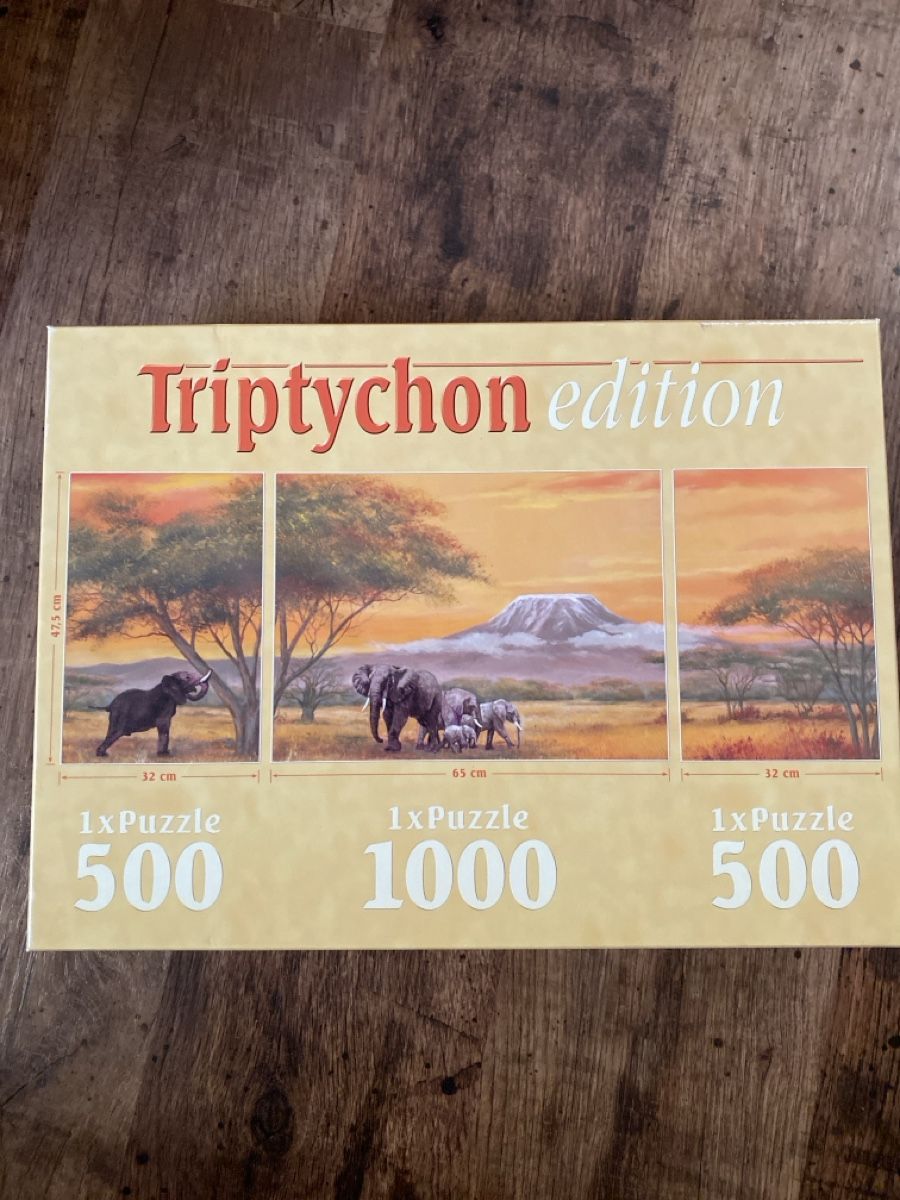 Puzzle: Puzzle Tryptichon Afrika Elefanten Savanne – Usato da Weissenburg venduto da nwacker