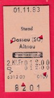 KARTON BILLETT, STAAD - ALTNAU, 2.KLASSE, RETOUR, 1.11.83
