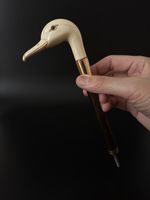 Antiker Gehstockgriff Entenkopf aus Knochen