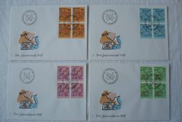 Pro Juventute 1988 4 FDC 4er-Blocks SBK J307 - J310