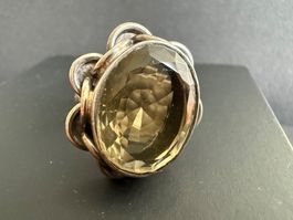 Massiver Silber Ring mit Citrin 925