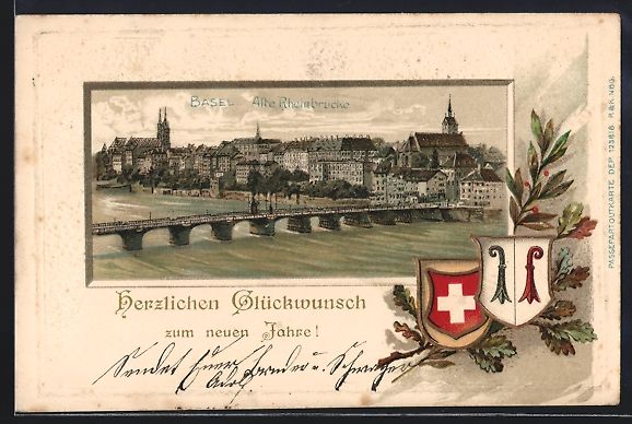 Ansichtskarten: Passepartout-Lithographie Basel, Alte Rh – Gebraucht aus Berlin von bartko-reher
