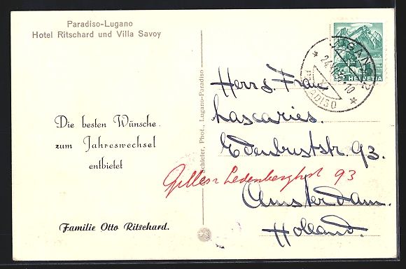 Cartes postales: Lugano, Paradiso, Hotel Ritschard und Vi – D'occasion à Berlin par bartko-reher 1