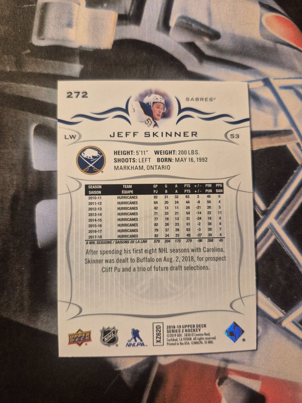 NHL Carte collezionabili: NHL Jeff Skinner Buffalo Sabres – Usato da Treiten venduto da Sauber73 1