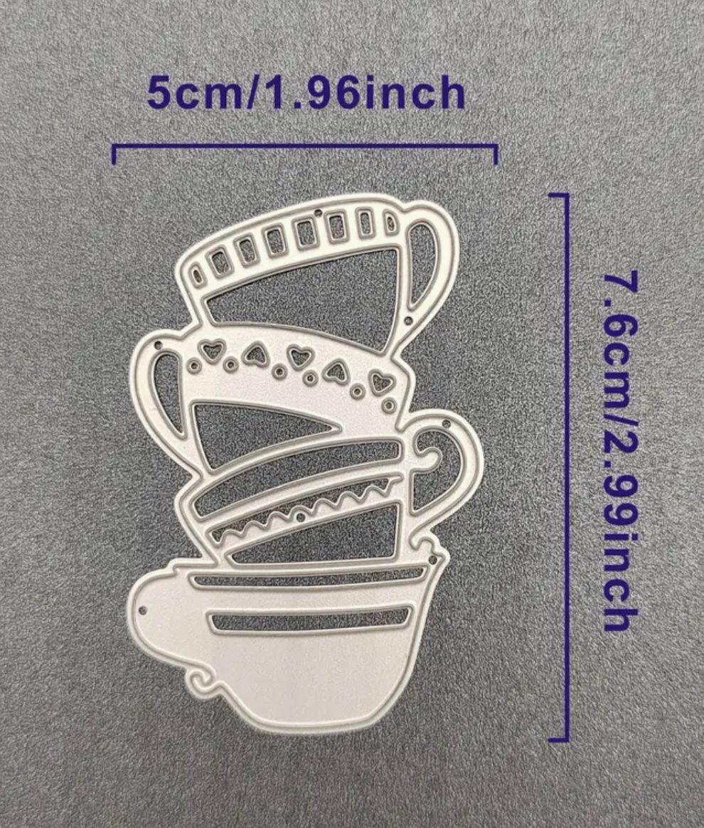 Sciablone: gestapelte Tassen Tee / Kaffee - Stanzschablonen – Nuovo e nell'imballaggio originale da Frenkendorf venduto da jazzplatten 1