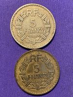 France, 2 X 5 FF 1940, 1946 Bronze-Aluminium 