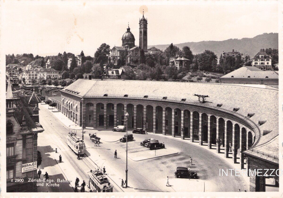 Ansichtskarten: Zürich // 1937 Bahnhof Enge Tram Oldtimer – Gebraucht aus Basel von intermezzo12