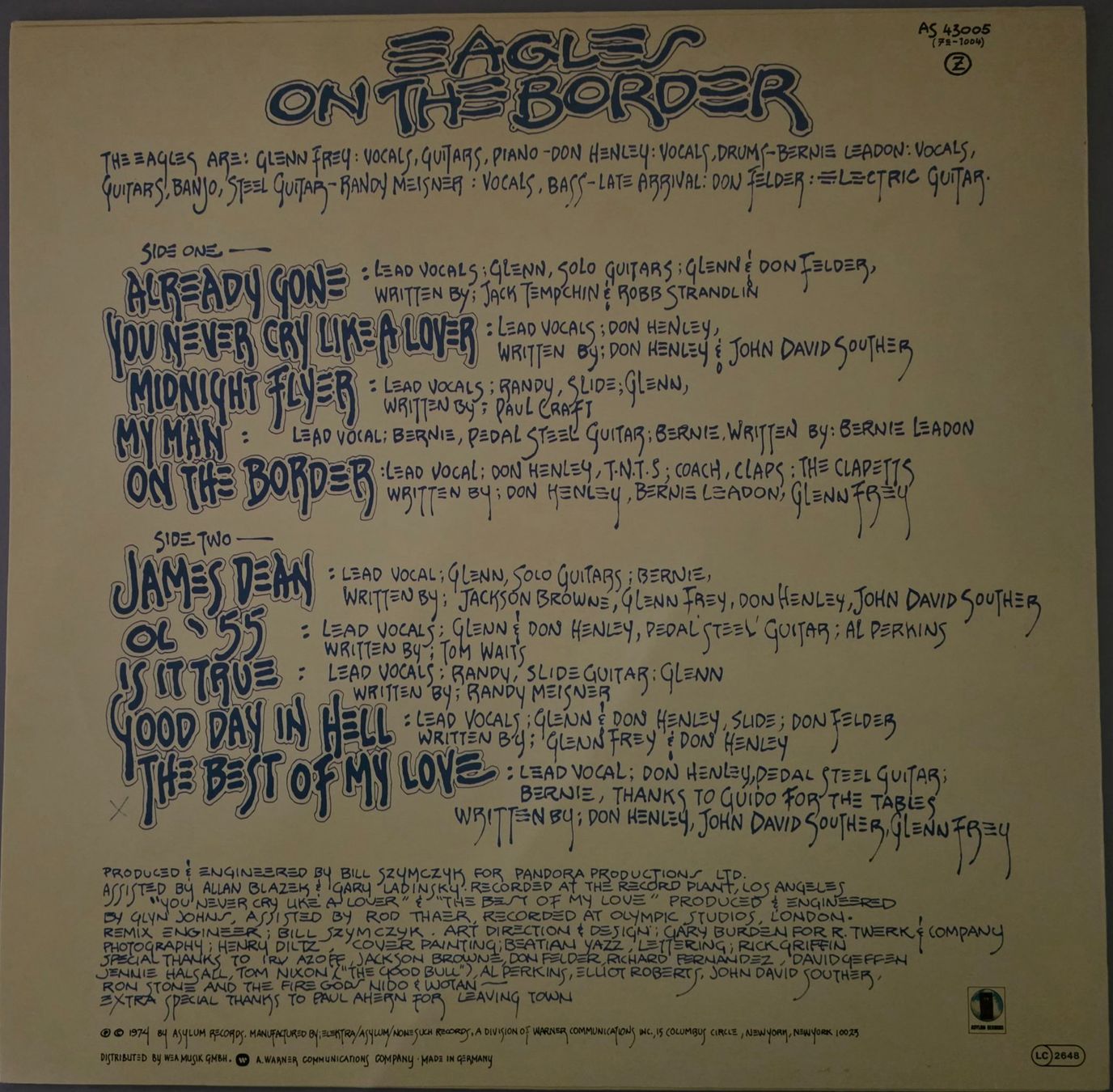 Dischi in vinile: Eagles LP – On The Border – Usato da Root venduto da atelier22 1