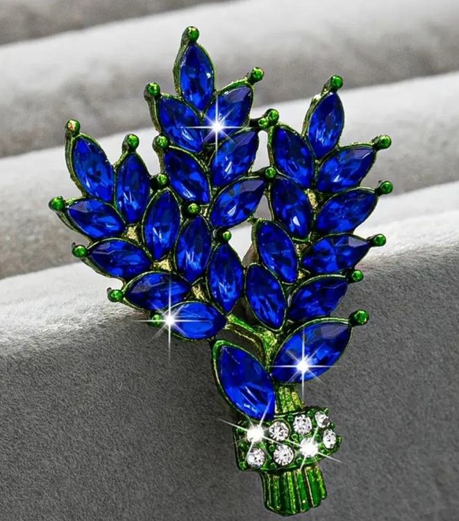 Blaue Vintage Brosche, Blumenstrauss Design, Top Zustand! (Neu und ...