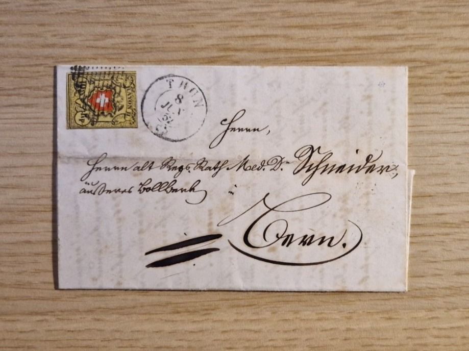 Tutti i francobolli: Brief mit Rayon II Thun 1852 – Usato da Ortschwaben venduto da Ruebezahl