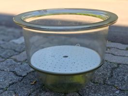 Glaswerk WERTHEIM Exsikkator Glas Trockner m. Keramik Platte