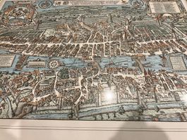Historischer Stadtplan Zürich gerahmt guter Zustand 51x42 cm