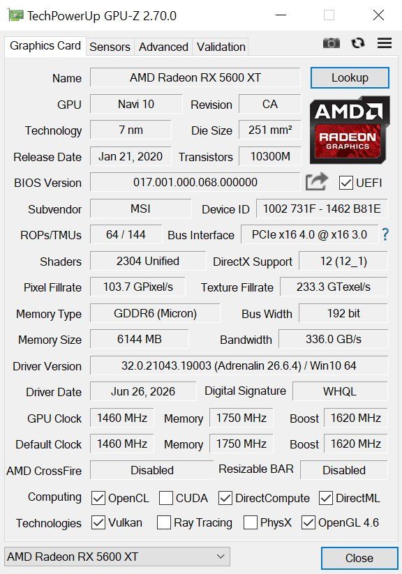 Amd Schede grafiche: MSI RX 5600XT 6GB – Usato da Rhäzüns venduto da ursinbraun 5