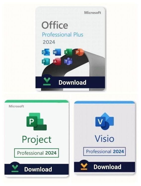 Microsoft Software: Office 2024 + Project Pro 2024 + Visio Pro 2024 Bundle – Gebraucht aus Reconvilier von Vizioteck