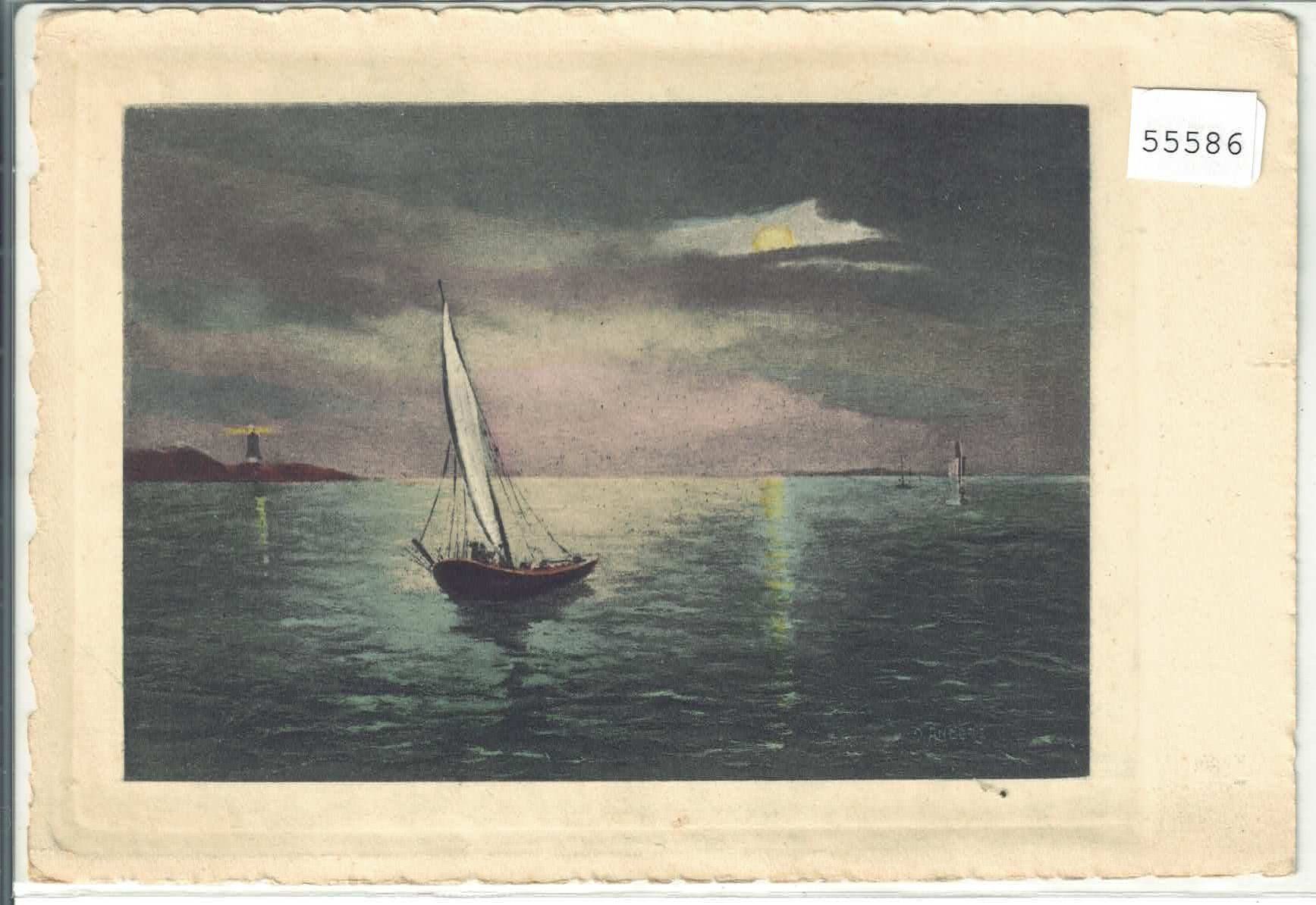 Ansichtskarten: Barque mit Leuchtturm - Kupferdruck – Gebraucht aus Ettingen von Kartenplanet