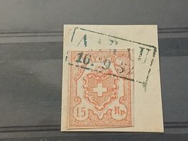 Rayon III 20T4 a/Briefstk. Attest, einwandfrei, Kastenstpl.!