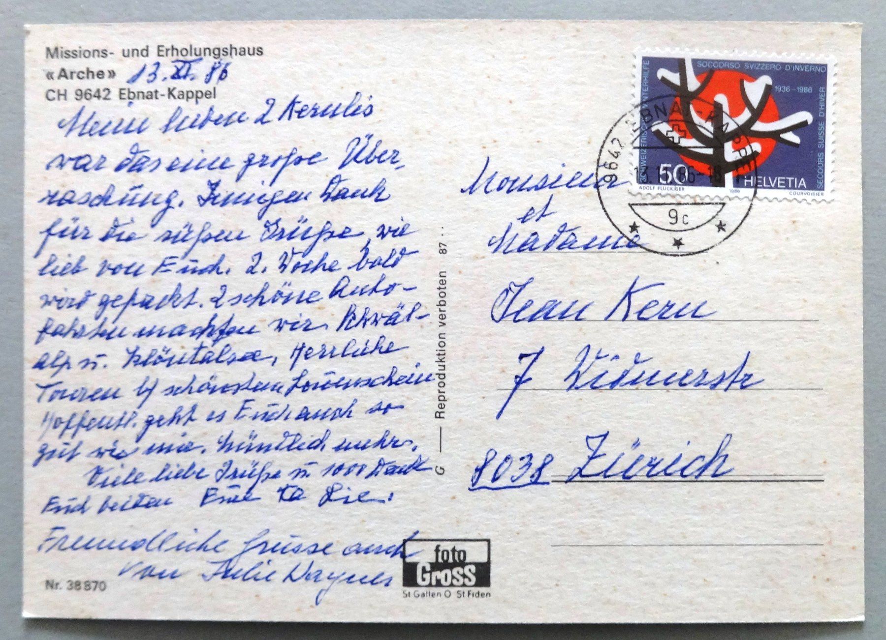 Cartes postales: "Arche", Ebnat-Kappel – D'occasion à Fétigny par Billy2miny 1