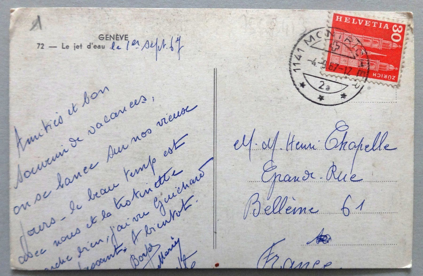Cartoline postali: Genève - Le jet d' eau – Usato da Fétigny venduto da Billy2miny 1