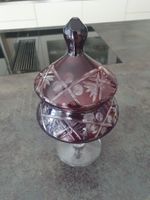Bordeaux-farbene Bonbonniere aus Kristallglas, Vintage