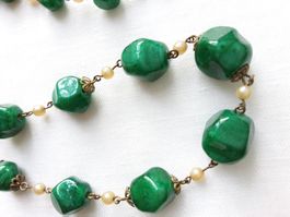 Antike Glas Halskette Collier Tschechien ca 1930
