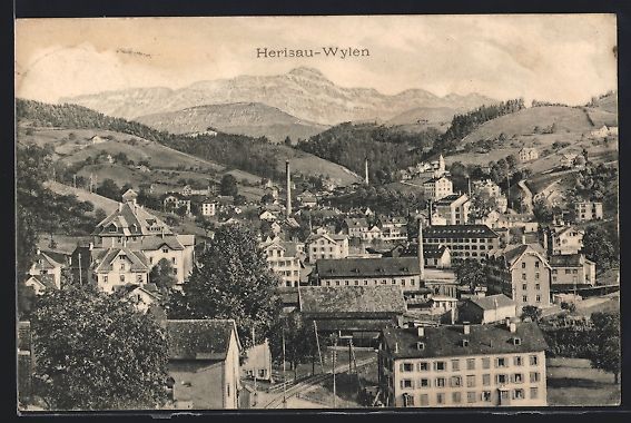 Cartoline postali: AK Herisau-Wilen, Teilansicht, 1908 – Usato da Berlin venduto da bartko-reher