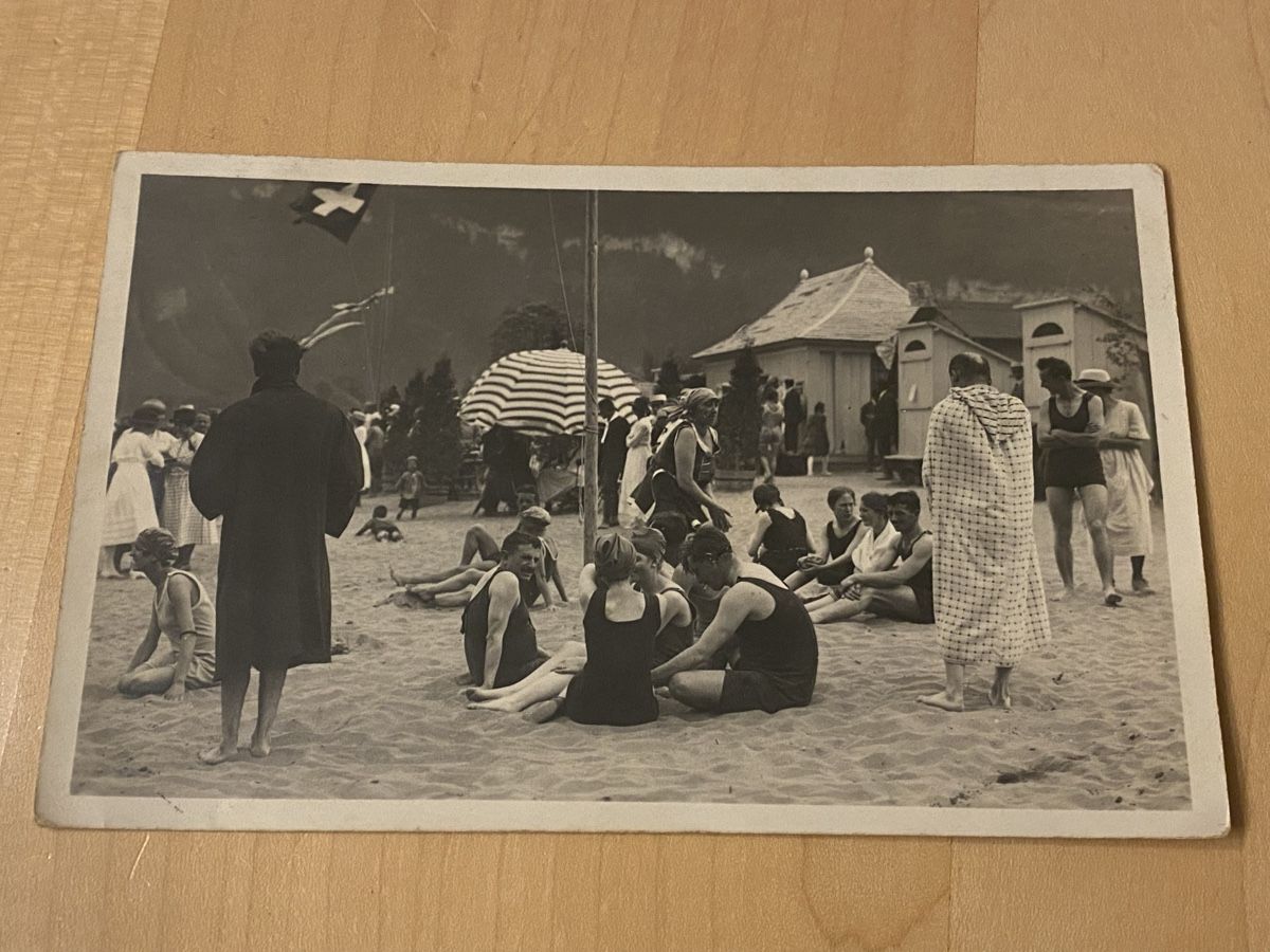 Cartoline postali: Strandbad Weesen 1922 – Usato da Mosnang venduto da Goldwasser