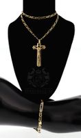 18 Karat Gold Schmuckset – Kette mit Kreuzanhänger & Armband