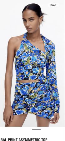 Zara Floral Asymmetric Top, Size S, Summer Style!