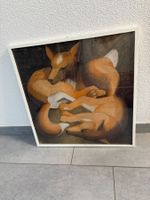 50 cm breitx52 cmhoch Zeichnung 2 Füchse kuscheln
