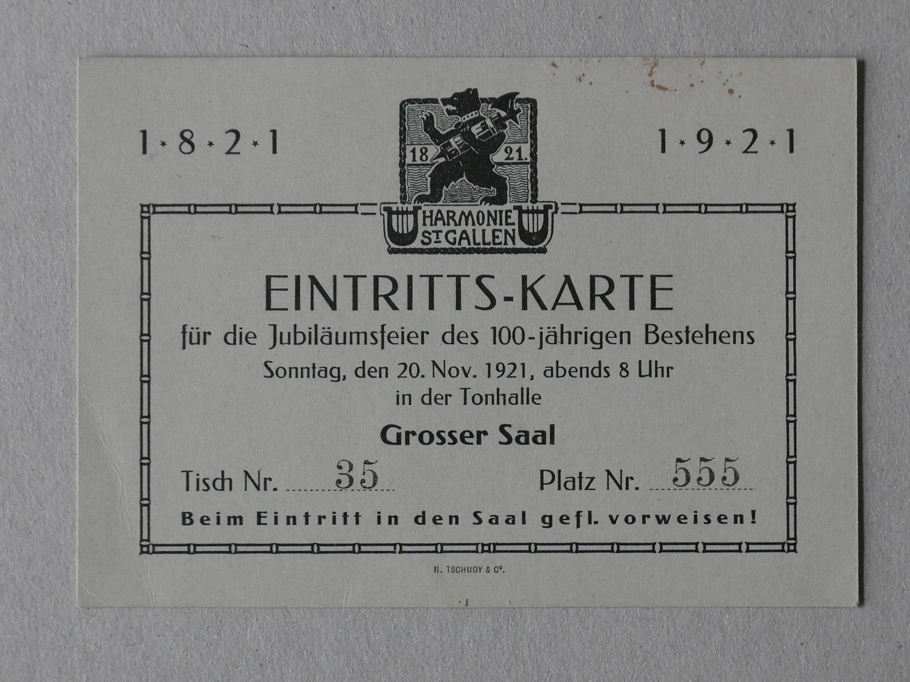 Documents: MÄNNERCHOR HARMONIE ST. GALLEN 1921 PROGRAMM – D'occasion à Balgach par Zwischenraum 1