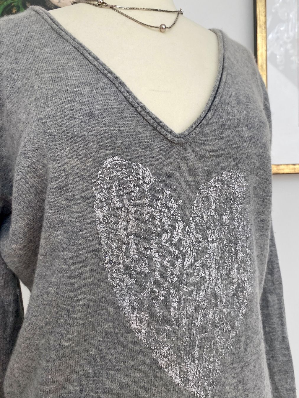 Maglioni & Felpe: Berenice Cashmere Merino Pullover mit Silber Herz – Usato da Allschwil venduto da Rosenfee 1