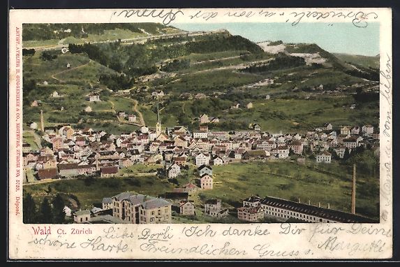 Cartoline postali: AK Wald /Zürich, Teilansicht, 1902 – Usato da Berlin venduto da bartko-reher