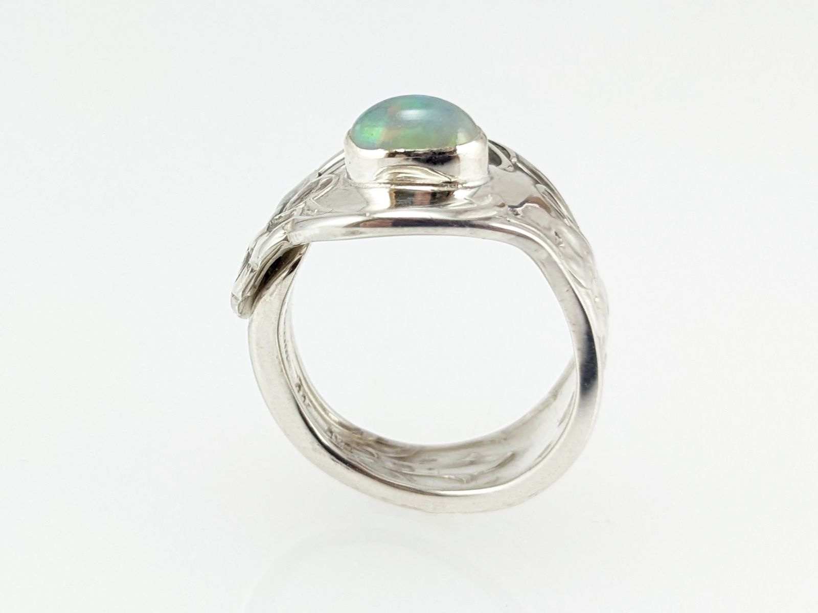 Anelli: Silberring aus der Jugendstil Epoche mit hellblauem Opal – Nuovo e nell'imballaggio originale da Meilen venduto da Byrd-bijoux 5