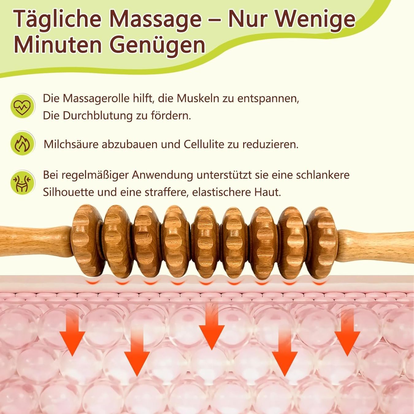 Dispositivi per massaggi: Faszienroll Holz Massageroller 9 Runden – Nuovo e nell'imballaggio originale da Geneve venduto da Titi2008 3